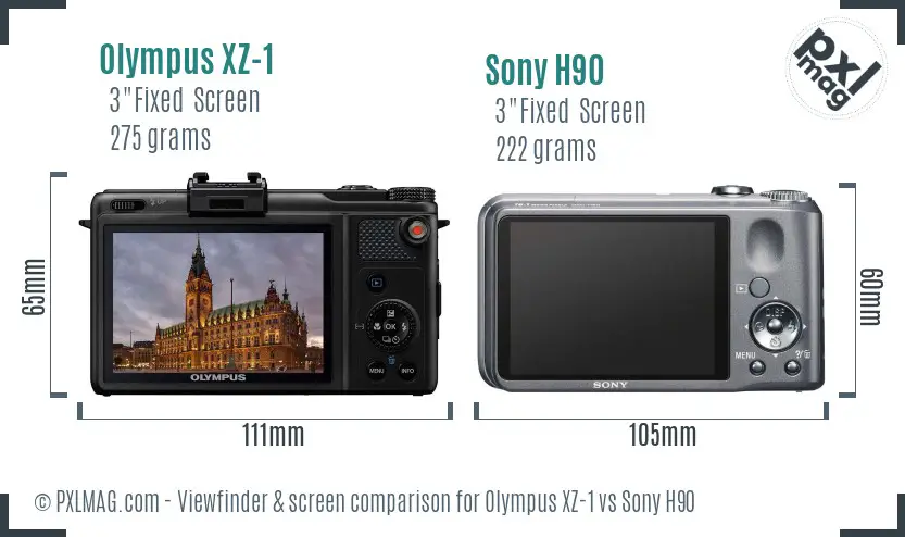 Olympus XZ-1 vs Sony H90 Screen and Viewfinder comparison