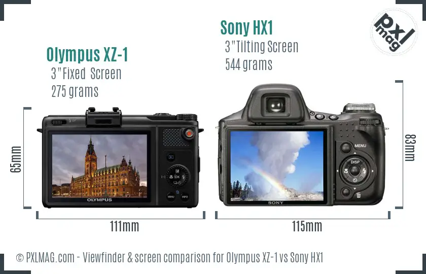 Olympus XZ-1 vs Sony HX1 Screen and Viewfinder comparison