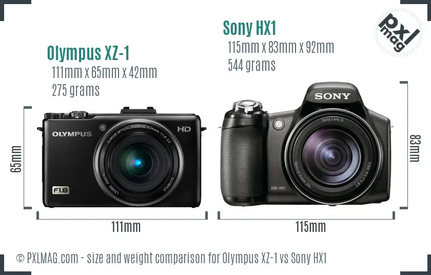 Olympus XZ-1 vs Sony HX1 size comparison