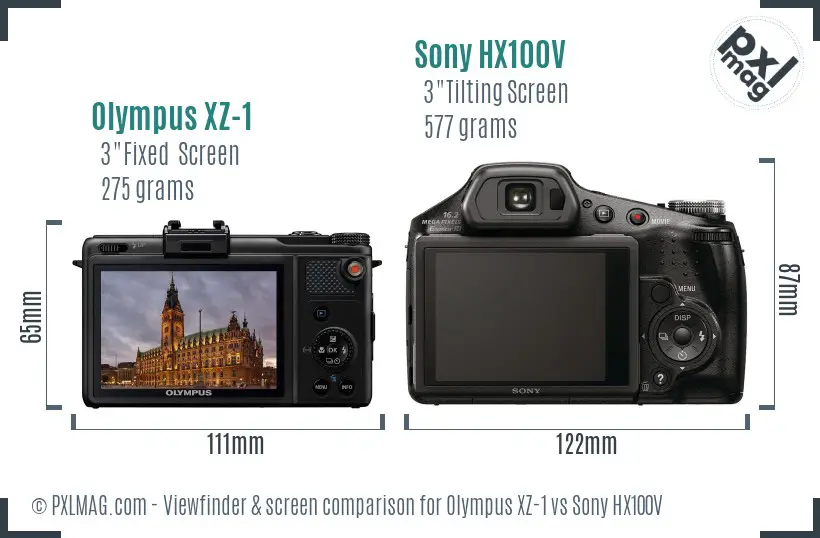 Olympus XZ-1 vs Sony HX100V Screen and Viewfinder comparison