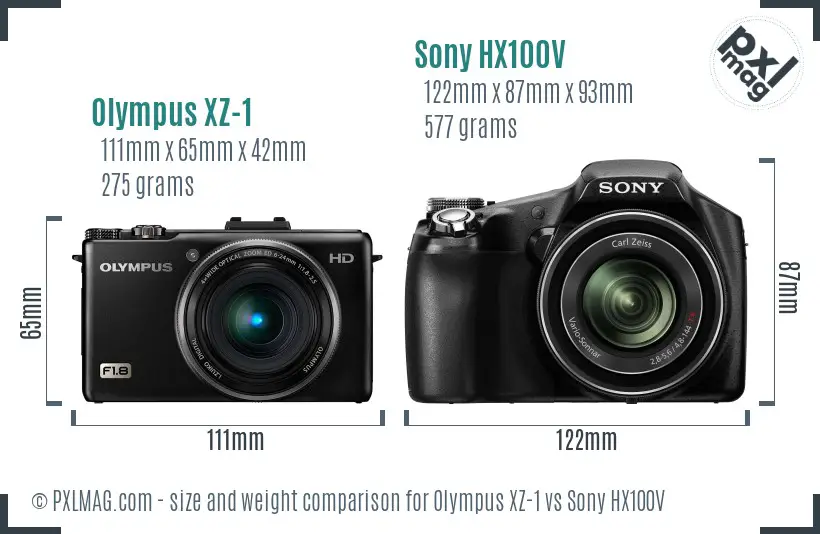 Olympus XZ-1 vs Sony HX100V size comparison