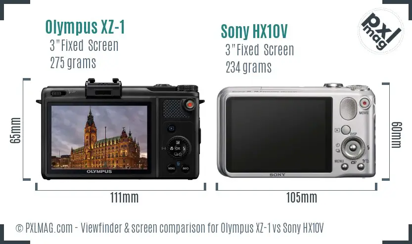 Olympus XZ-1 vs Sony HX10V Screen and Viewfinder comparison