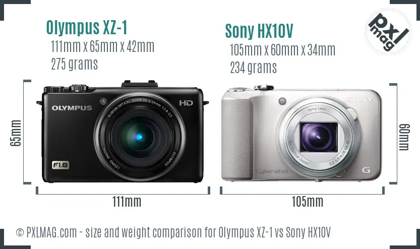 Olympus XZ-1 vs Sony HX10V size comparison