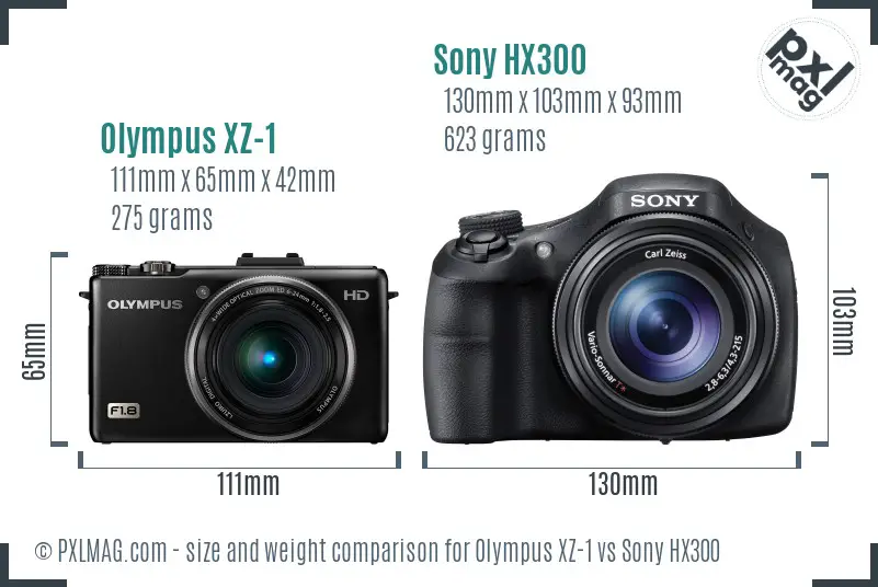 Olympus XZ-1 vs Sony HX300 size comparison