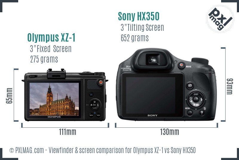 Olympus XZ-1 vs Sony HX350 Screen and Viewfinder comparison
