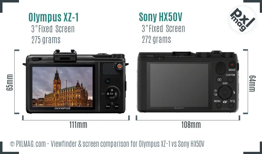 Olympus XZ-1 vs Sony HX50V Screen and Viewfinder comparison