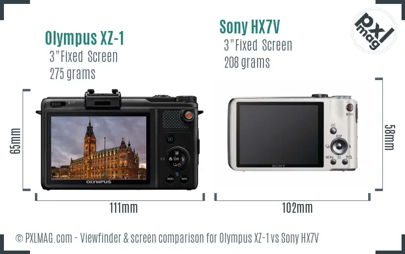 Olympus XZ-1 vs Sony HX7V Screen and Viewfinder comparison