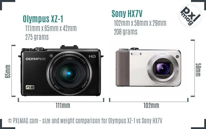 Olympus XZ-1 vs Sony HX7V size comparison