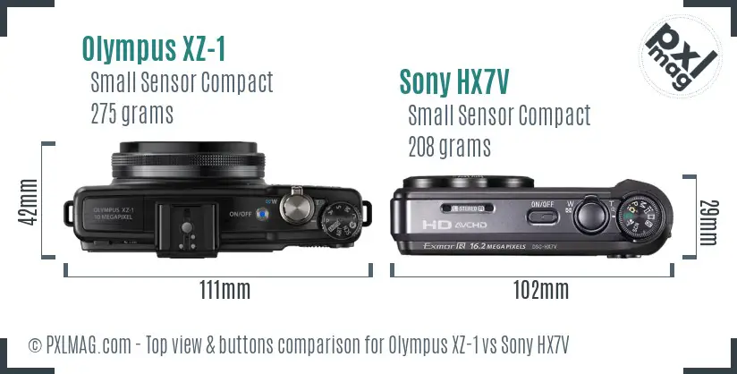 Olympus XZ-1 vs Sony HX7V top view buttons comparison