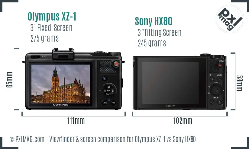 Olympus XZ-1 vs Sony HX80 Screen and Viewfinder comparison