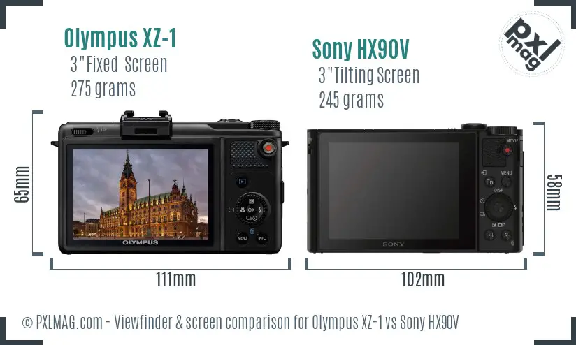 Olympus XZ-1 vs Sony HX90V Screen and Viewfinder comparison