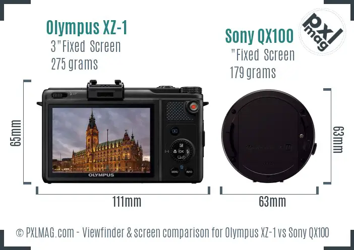 Olympus XZ-1 vs Sony QX100 Screen and Viewfinder comparison