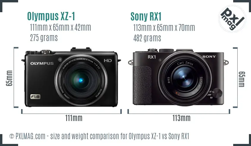 Olympus XZ-1 vs Sony RX1 size comparison