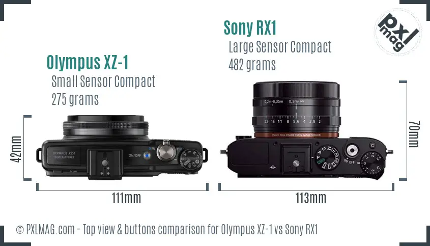 Olympus XZ-1 vs Sony RX1 top view buttons comparison