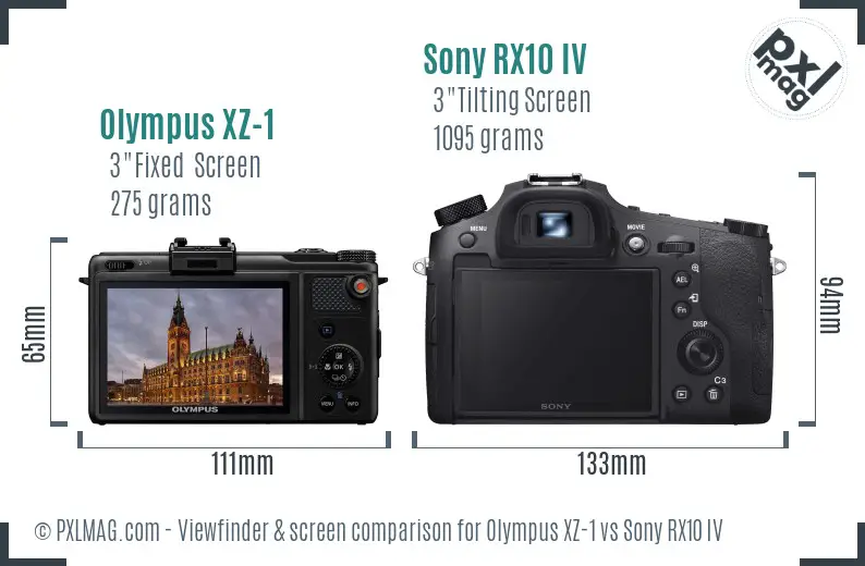Olympus XZ-1 vs Sony RX10 IV Screen and Viewfinder comparison