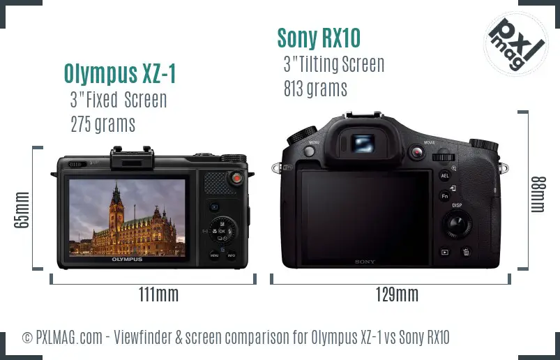 Olympus XZ-1 vs Sony RX10 Screen and Viewfinder comparison
