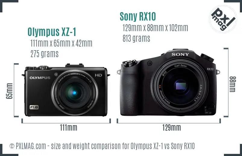 Olympus XZ-1 vs Sony RX10 size comparison