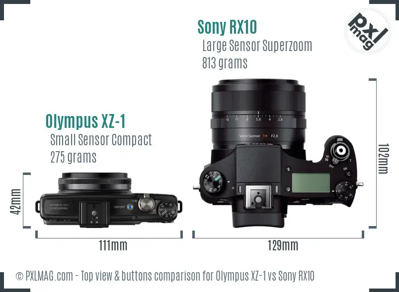 Olympus XZ-1 vs Sony RX10 top view buttons comparison