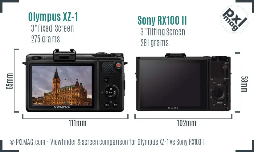 Olympus XZ-1 vs Sony RX100 II Screen and Viewfinder comparison