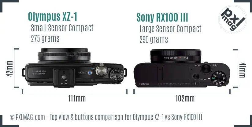 Olympus XZ-1 vs Sony RX100 III top view buttons comparison