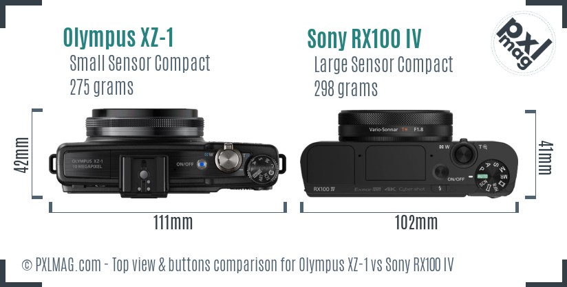 Olympus XZ-1 vs Sony RX100 IV top view buttons comparison