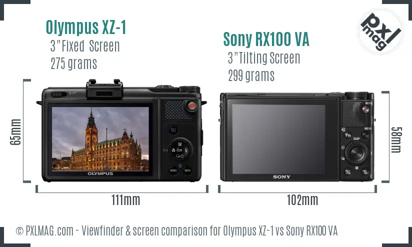 Olympus XZ-1 vs Sony RX100 VA Screen and Viewfinder comparison