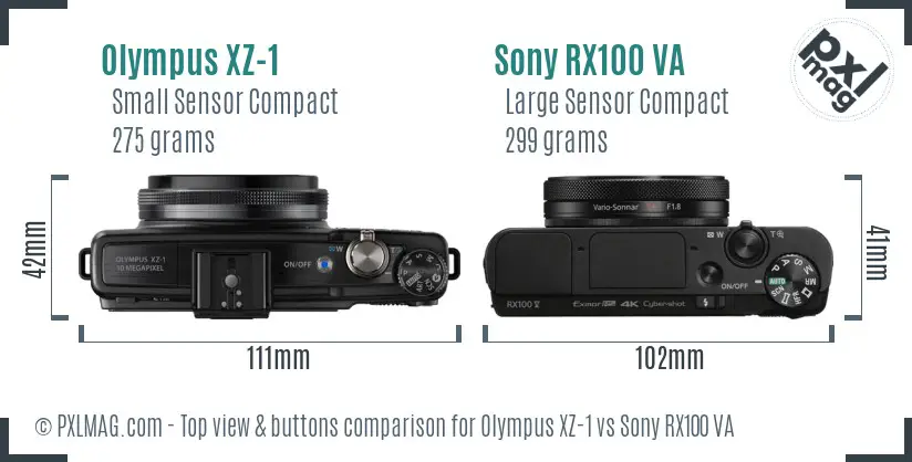 Olympus XZ-1 vs Sony RX100 VA top view buttons comparison