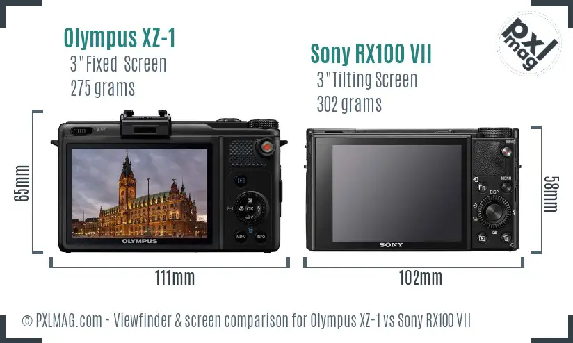 Olympus XZ-1 vs Sony RX100 VII Screen and Viewfinder comparison Olympus XZ-1 vs Sony RX100 VII Screen and Viewfinder comparison