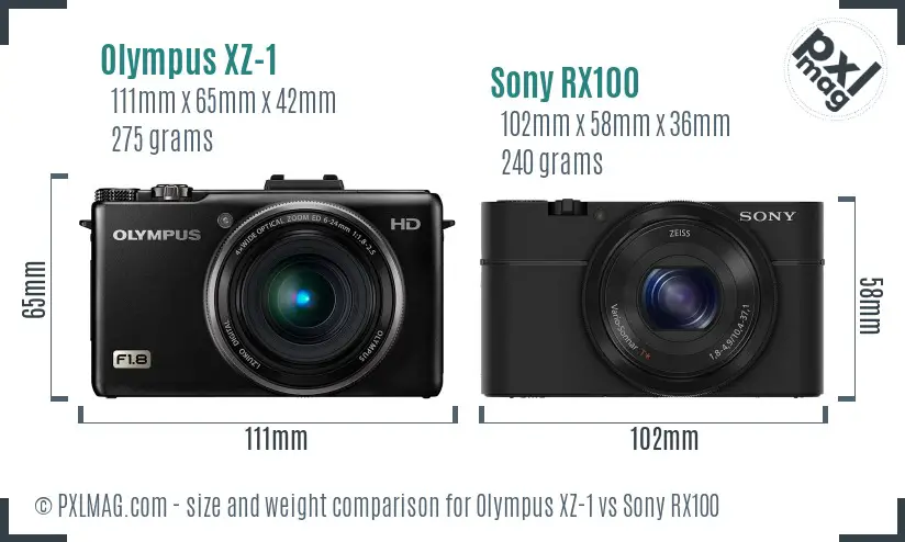 Olympus XZ-1 vs Sony RX100 size comparison