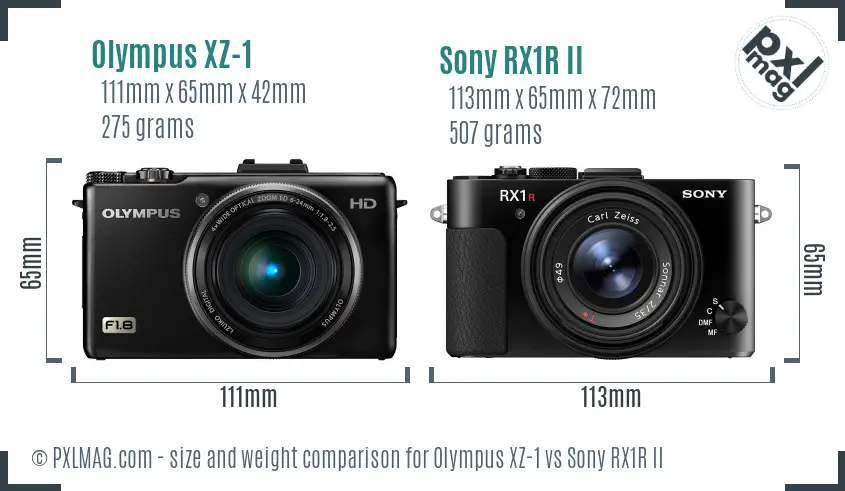 Olympus XZ-1 vs Sony RX1R II size comparison