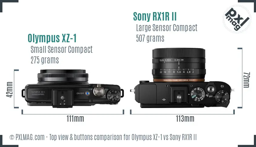 Olympus XZ-1 vs Sony RX1R II top view buttons comparison