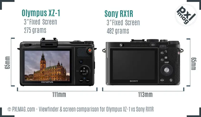 Olympus XZ-1 vs Sony RX1R Screen and Viewfinder comparison