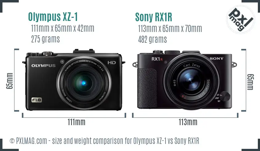 Olympus XZ-1 vs Sony RX1R size comparison Olympus XZ-1 vs Sony RX1R size comparison