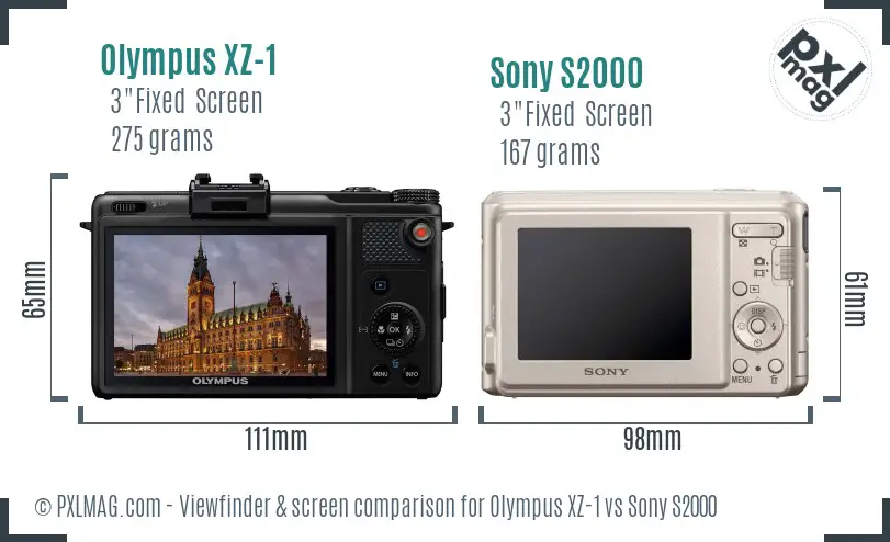 Olympus XZ-1 vs Sony S2000 Screen and Viewfinder comparison