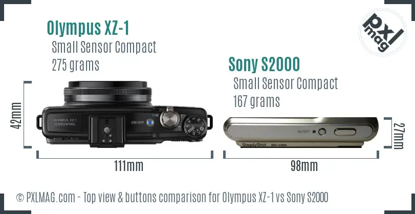 Olympus XZ-1 vs Sony S2000 top view buttons comparison