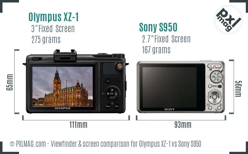 Olympus XZ-1 vs Sony S950 Screen and Viewfinder comparison