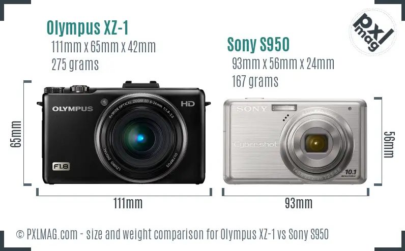 Olympus XZ-1 vs Sony S950 size comparison