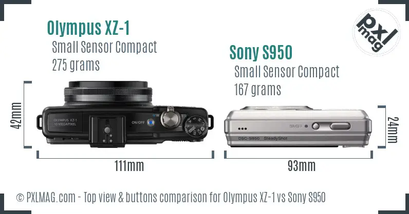 Olympus XZ-1 vs Sony S950 top view buttons comparison