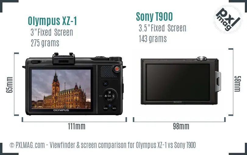 Olympus XZ-1 vs Sony T900 Screen and Viewfinder comparison