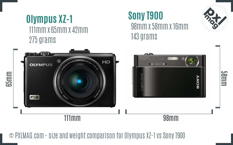 Olympus XZ-1 vs Sony T900 size comparison