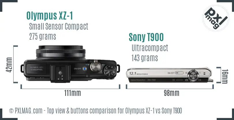 Olympus XZ-1 vs Sony T900 top view buttons comparison