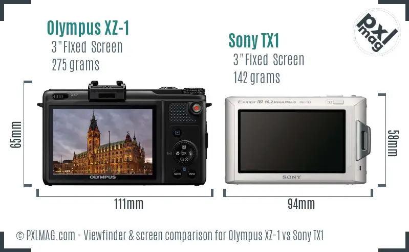 Olympus XZ-1 vs Sony TX1 Screen and Viewfinder comparison