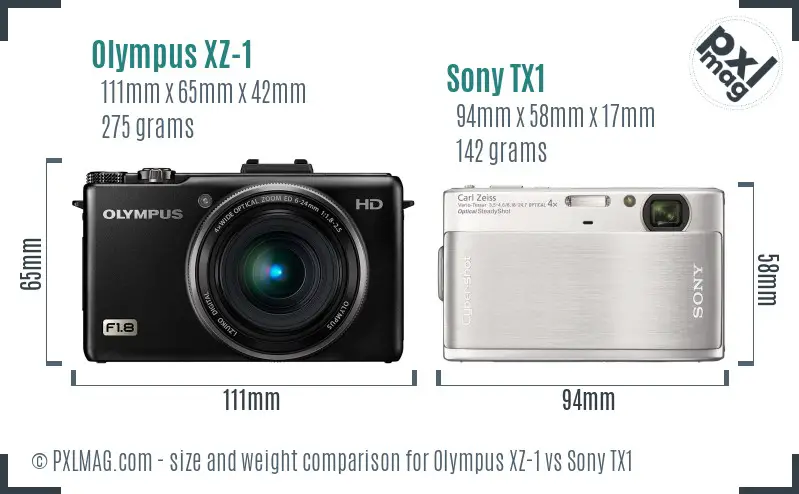 Olympus XZ-1 vs Sony TX1 size comparison