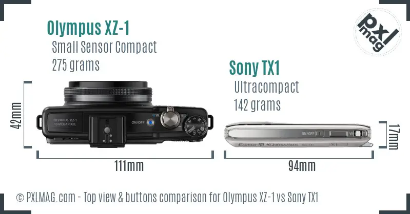 Olympus XZ-1 vs Sony TX1 top view buttons comparison