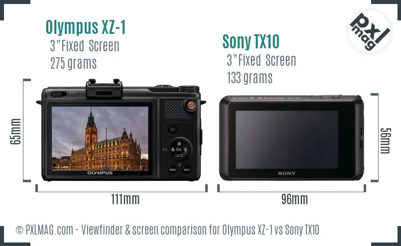 Olympus XZ-1 vs Sony TX10 Screen and Viewfinder comparison