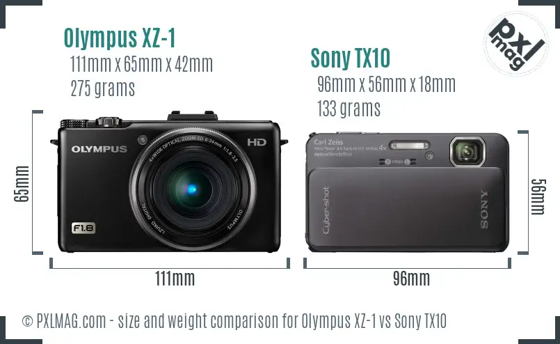 Olympus XZ-1 vs Sony TX10 size comparison