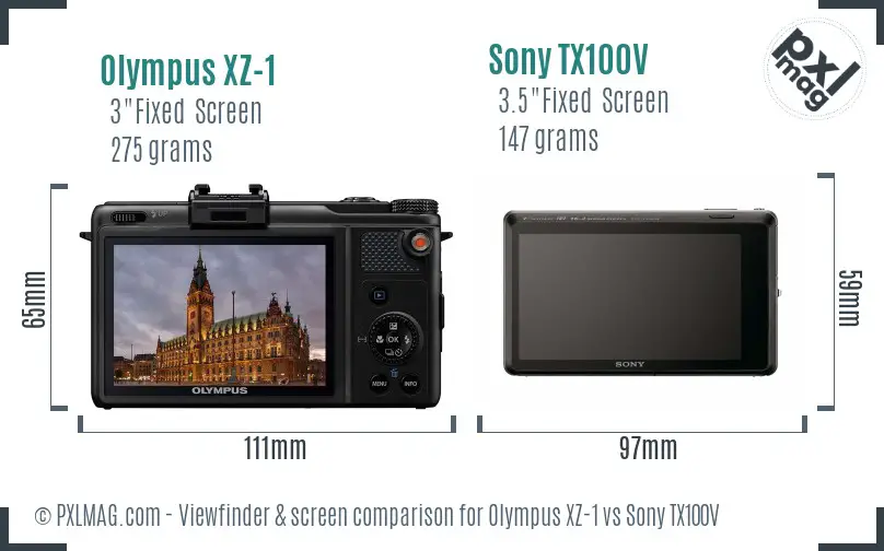 Olympus XZ-1 vs Sony TX100V Screen and Viewfinder comparison Olympus XZ-1 vs Sony TX100V Screen and Viewfinder comparison