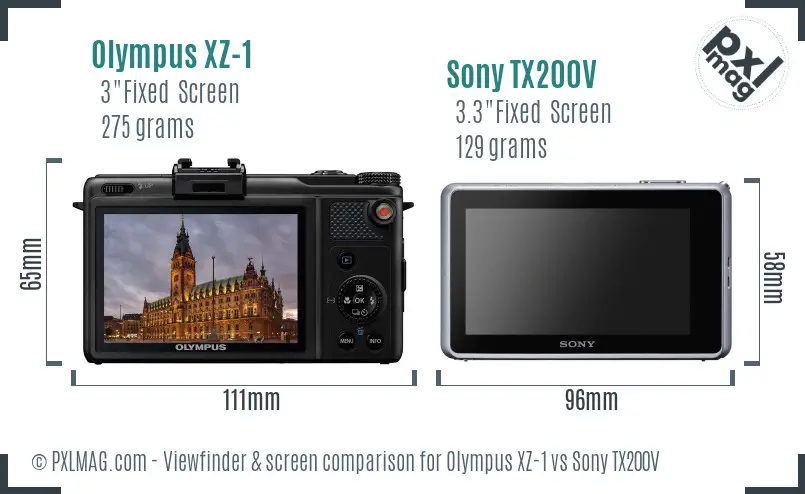 Olympus XZ-1 vs Sony TX200V Screen and Viewfinder comparison