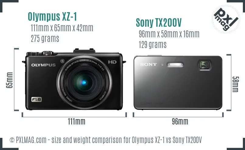 Olympus XZ-1 vs Sony TX200V size comparison