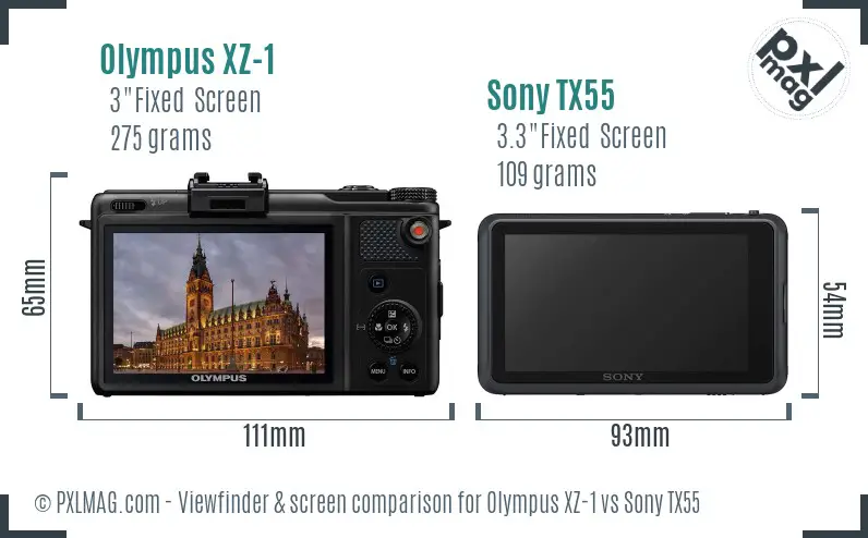 Olympus XZ-1 vs Sony TX55 Screen and Viewfinder comparison Olympus XZ-1 vs Sony TX55 Screen and Viewfinder comparison